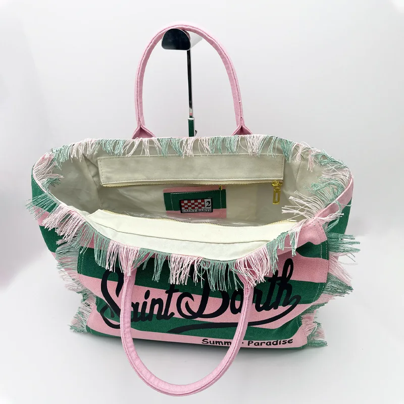 SAINT BARTH European & American Striped Canvas Tote Bag 13 Saea39991919c476bb724da397eab56c1m