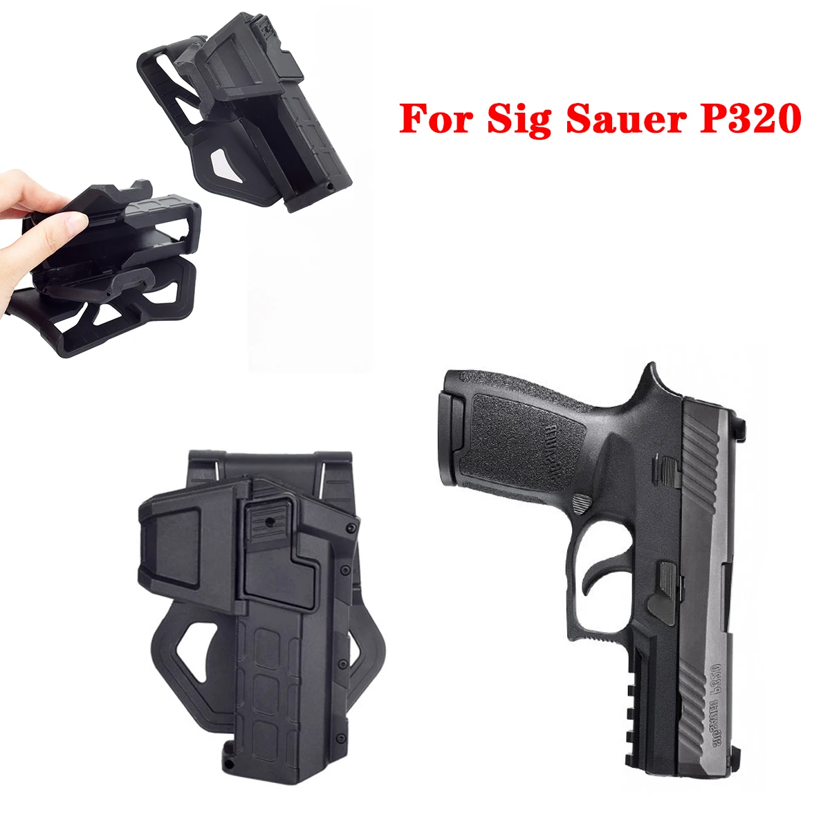 

Tactical Gun Holsters Rubber Fit SIG SSUER P320 Pistol With Weapon Light Airsoft Belt Waist Right Hand Hunting Shooting Case