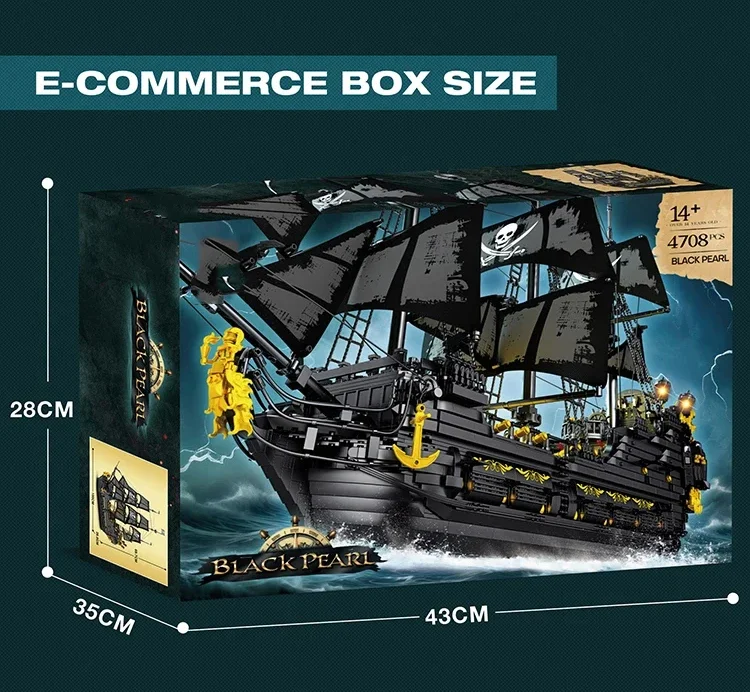 4708PCS Black Pearl Pirate Ship Model Building Blocks Movie Skeleton Adventure Boat Assembly Bricks Set Kids Toys Birthday Gifts 4708PCS Black Pearl Pirate Ship Model Building Blocks Movie Skeleton Adventure Boat Assembly Bricks Set Kids Toys Birthday Gifts