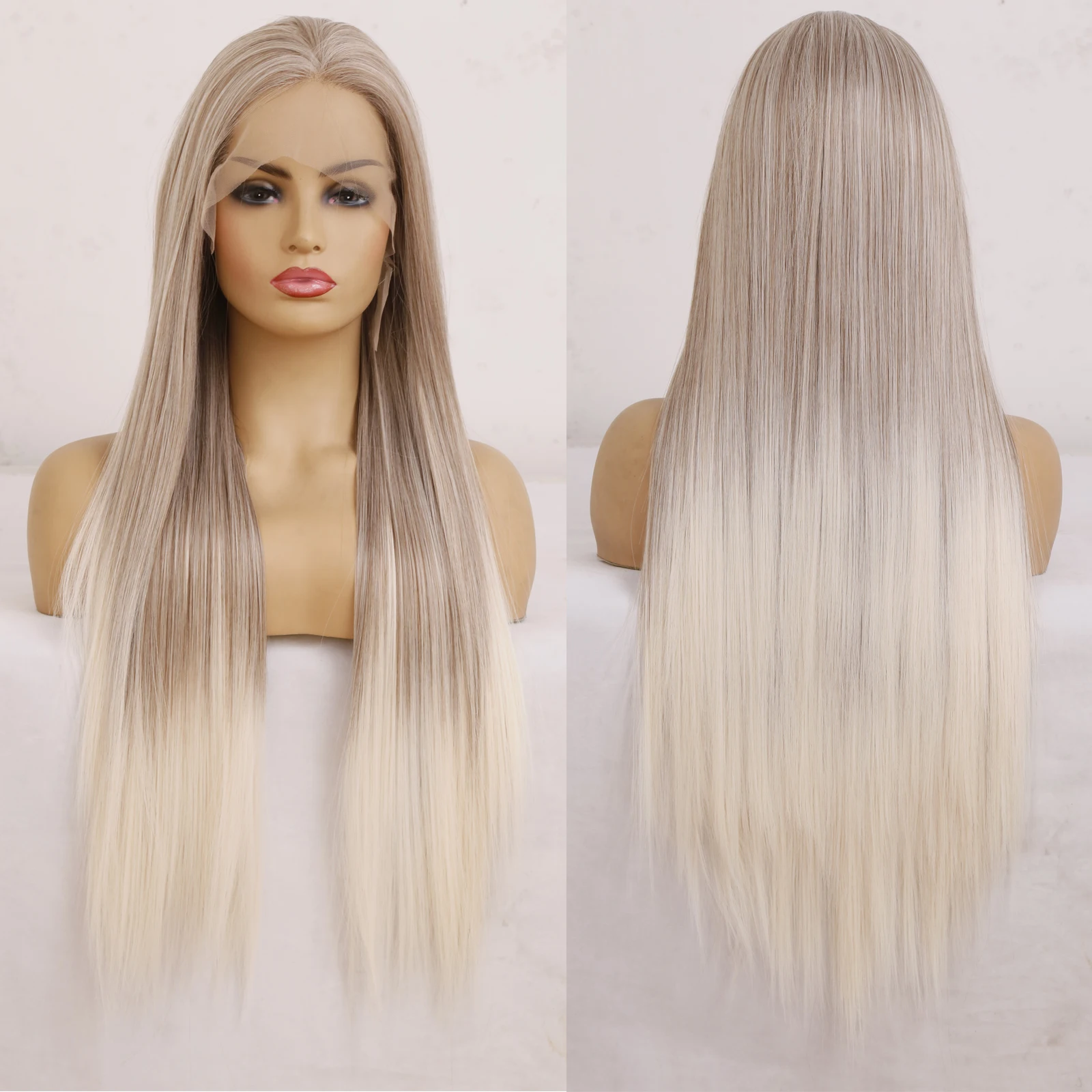 RONGDUOYI Long Straight Blonde Lace Front Wig Middle Part Ombre Color Synthetic Wigs Highlight Natural Silk Women Hair Daily Use
RONGDUOYI Long Straight Blonde Lace Front Wig Middle Part Ombre Color Synthetic Wigs Highlight Natural Silk Women Hair Daily Use