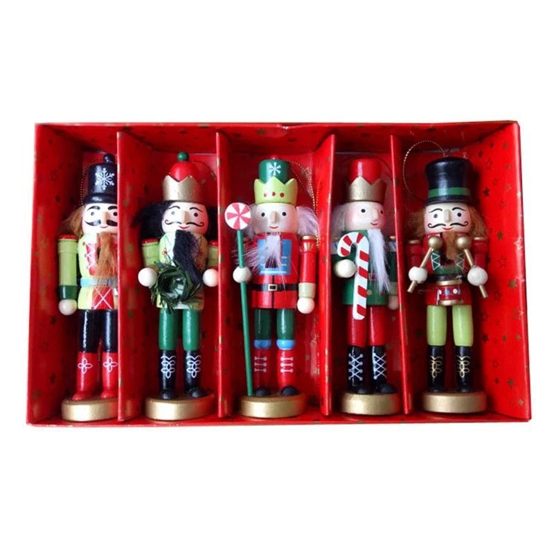 

5 Pcs/Set 12CM Nutcracker Christmas Soldier Decorations Puppet Christmas Dolls Decoration Desk Decor