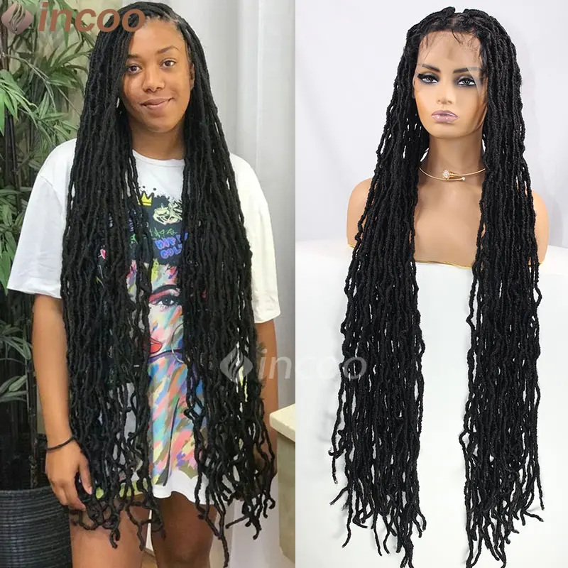 

Synthetic Full Lace Braid Butterfly Locs Wig Crochet Faux Locs Braids Wig for Black Women 40 Inch Dreadlocks Braiding Hair Wig