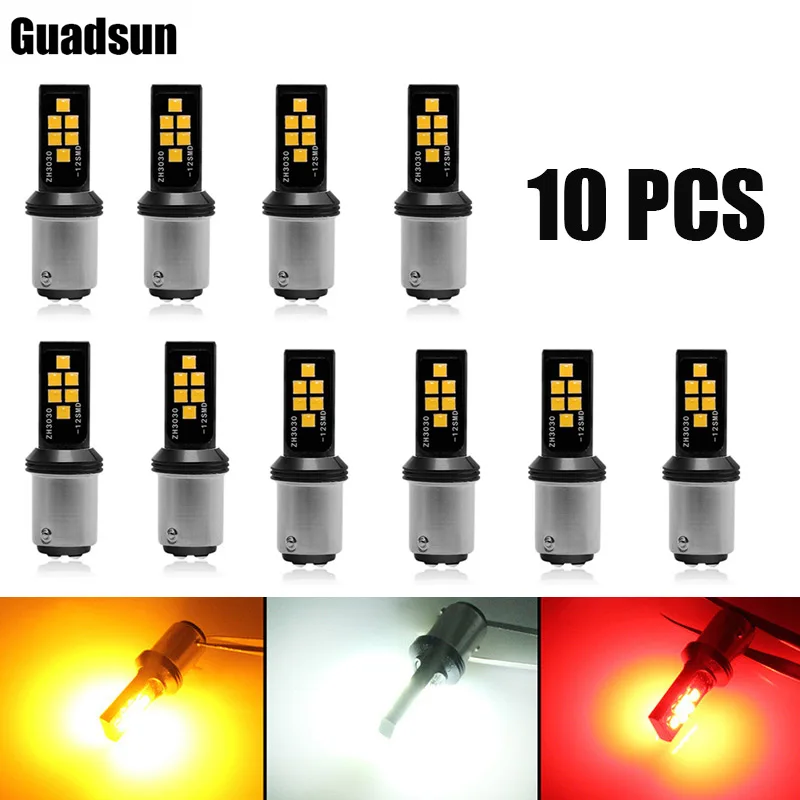 

Guadsun 10PCS 1156 BA15S P21W 1157 Bay15d P21 5w White Red 12V 7443 T20 W21-5W 3157 T25 P27 Auto Brake Lamp Turn Signal Light