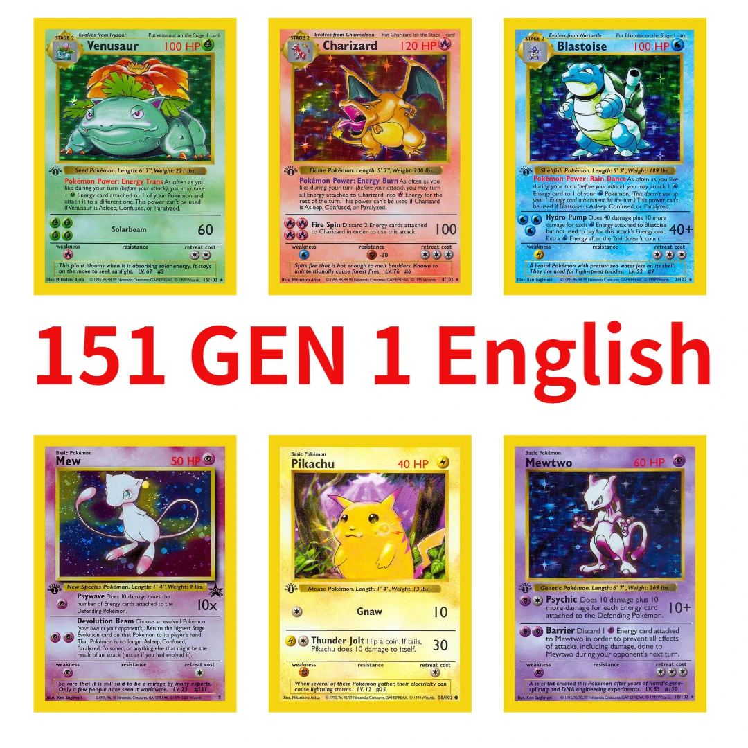 1996 GenerationⅠ151-251 Pokemon English Cards Vmax Charizard Pikachu Hobby Rare Trading Cards Collection Battle Cards Toys Gifts
1996 GenerationⅠ151-251 Pokemon English Cards Vmax Charizard Pikachu Hobby Rare Trading Cards Collection Battle Cards Toys Gifts