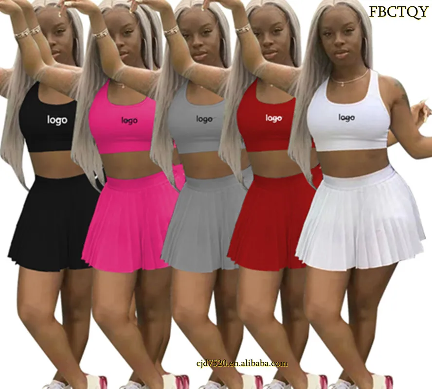 

2022 brand logo solid Color sleeveless Shorts Skirt Wrapped Chest 2 Piece set sexy party dresses summer women two pice skirts