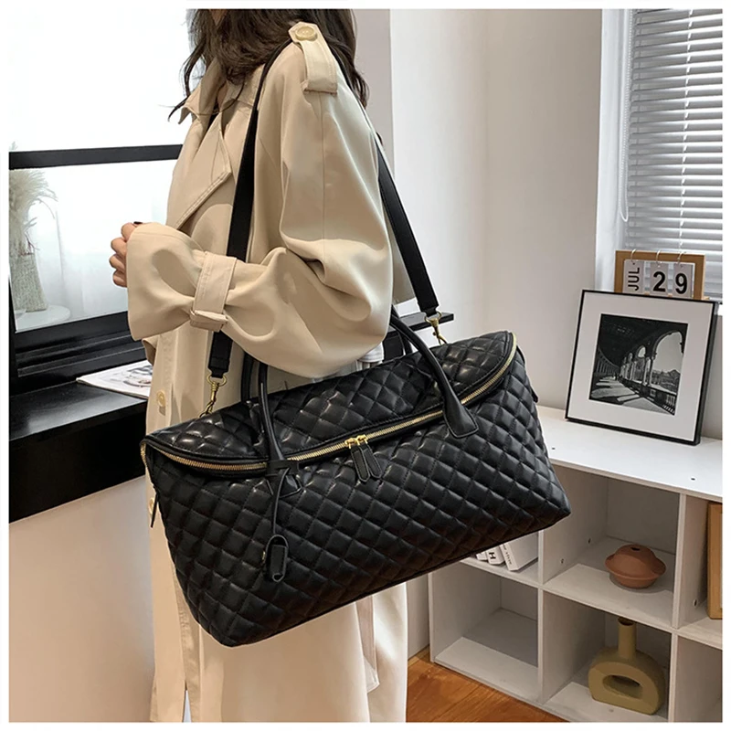 

Women's Luxury Designer Fashion Plaid Travel Bag Multifunctional Duffel Bag 2024 Casual Travel Wash Makeup Shoulder Crossbody Ba