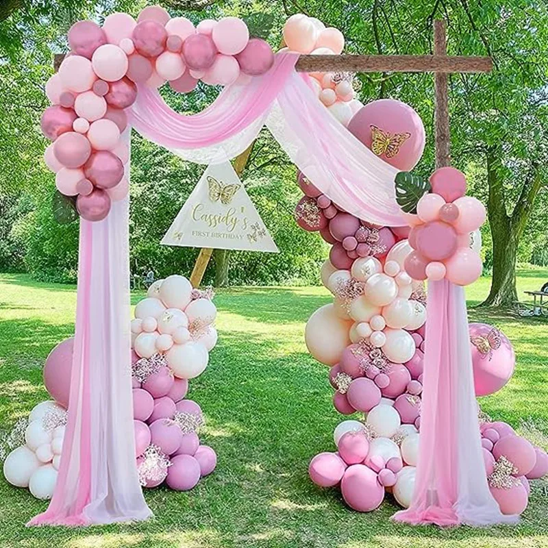 

3-10 Meters Wedding Arch Draping Fabric Chiffon Backdrop Curtain Tulle Ceiling Drapes for Weddings Ceremony Reception Decoration