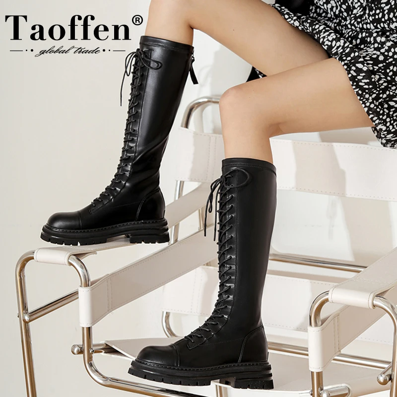 Taoffen New Arrival Women Long Boots Cross Strap Patch Work Woman Shoes Winter Fashion Cool Knee Boots Footwear Size 34-40
Taoffen New Arrival Women Long Boots Cross Strap Patch Work Woman Shoes Winter Fashion Cool Knee Boots Footwear Size 34-40