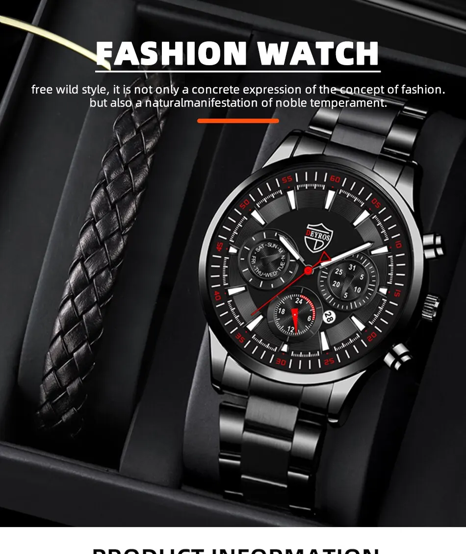 Fashion Men's Watches Business Stainless Steel Quartz Wrist Watch Male Casual Date Luminous Leather Bracelet Clock Fashion Men's Watches Business Stainless Steel Quartz Wrist Watch Male Casual Date Luminous Leather Bracelet Clock