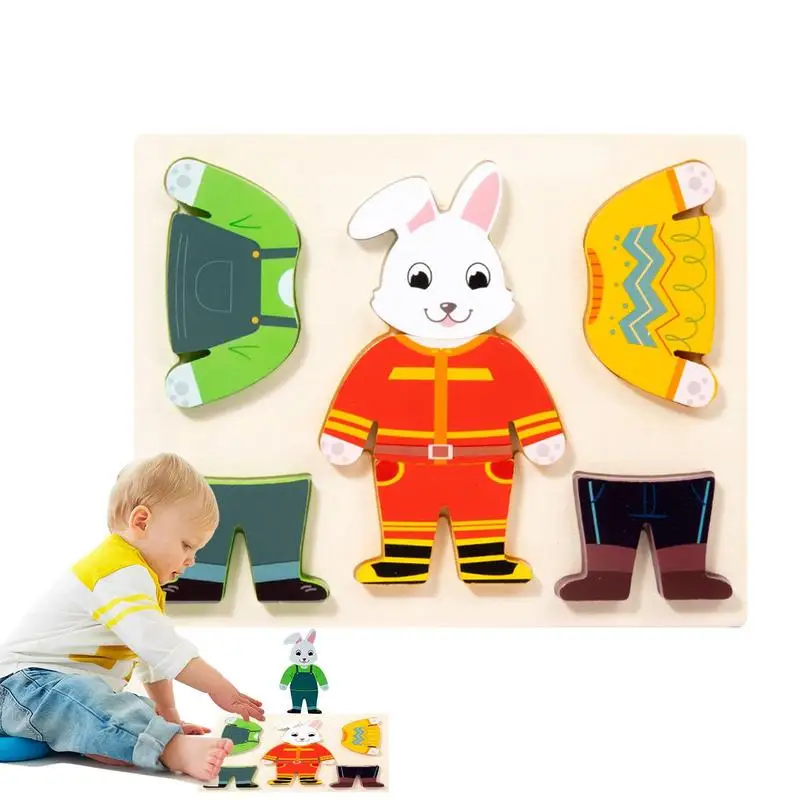 

Dress Up Puzzles For Kids Ages 3-5 Animal Dress Changing Wooden Jigsaw Puzzle STEM Montessori Sorting And Matching Game Early