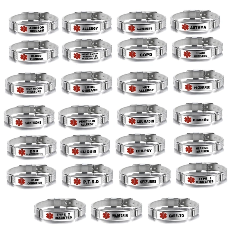 Stainless Steel Medical Alert IDs Cuff Bangle Emergency Medical Bracelets Adjustable Wristband for Men Women Durable Dropship
Stainless Steel Medical Alert IDs Cuff Bangle Emergency Medical Bracelets Adjustable Wristband for Men Women Durable Dropship