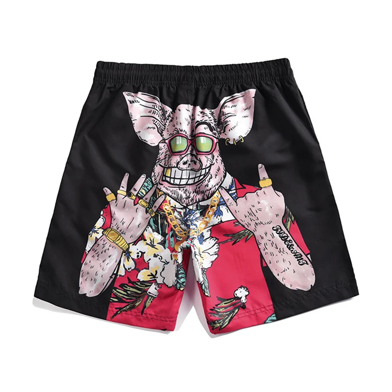 

2024 Novelty Graffiti Pig Men's Shorts Sport Shorts Men 3D Printed Funny Hogs Swimsuit Beach Pants Trunks Fashion Birthday Gift