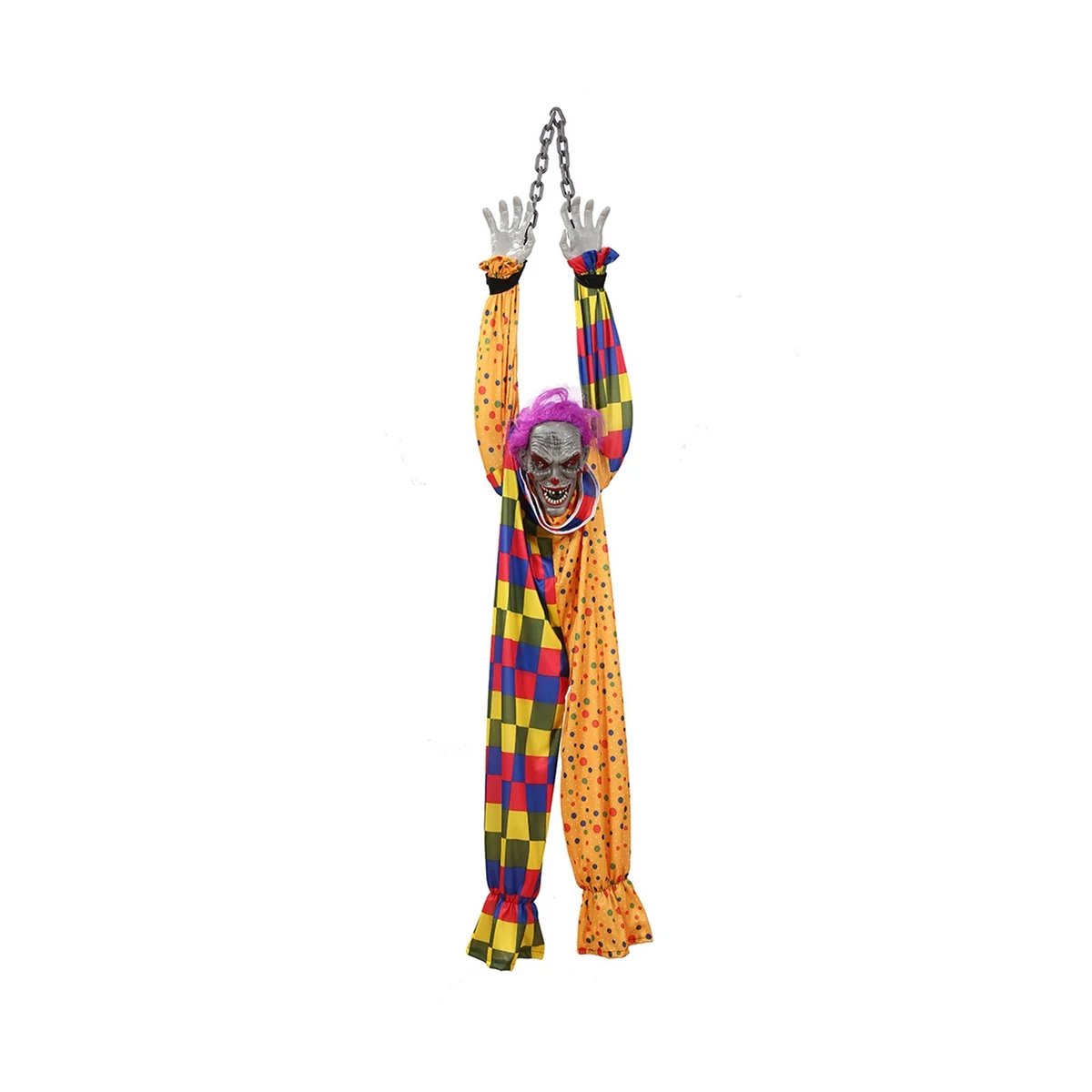 5.6 Ft Halloween Hanging Animated Talking & Shaking Scary Clown with Chain, Touch Activated for Halloween Decor
5.6 Ft Halloween Hanging Animated Talking & Shaking Scary Clown with Chain, Touch Activated for Halloween Decor