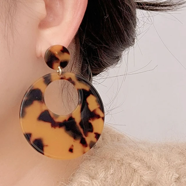 Bilandi-Boucles d'oreilles géométriques en résine de tempérament vintage pour femmes, accessoires d'oreille exagérés, bijoux fantaisie, cadeaux de fête 2