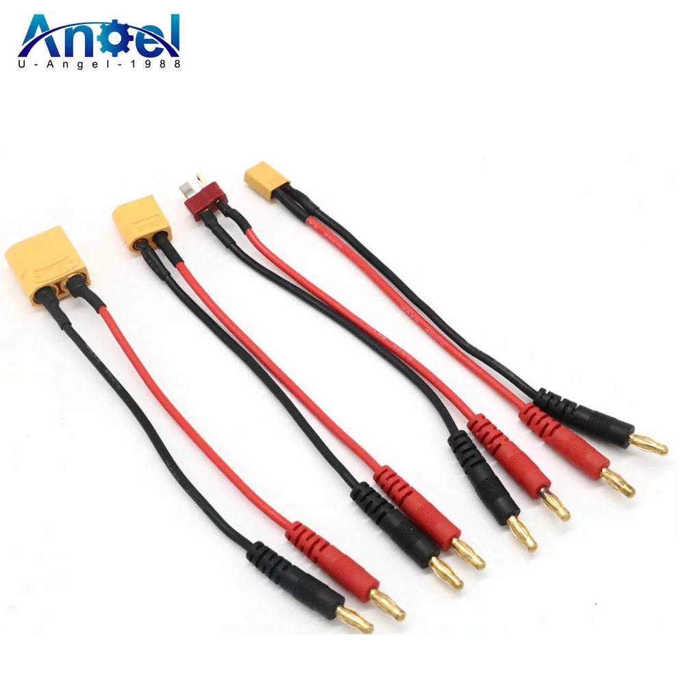 

20CM XT30 XT60 XT90 T Plug Charge Lead to 4.0mm Banana Plugs Charge Cable Silicone Wire 14AWG For Lipo Battery