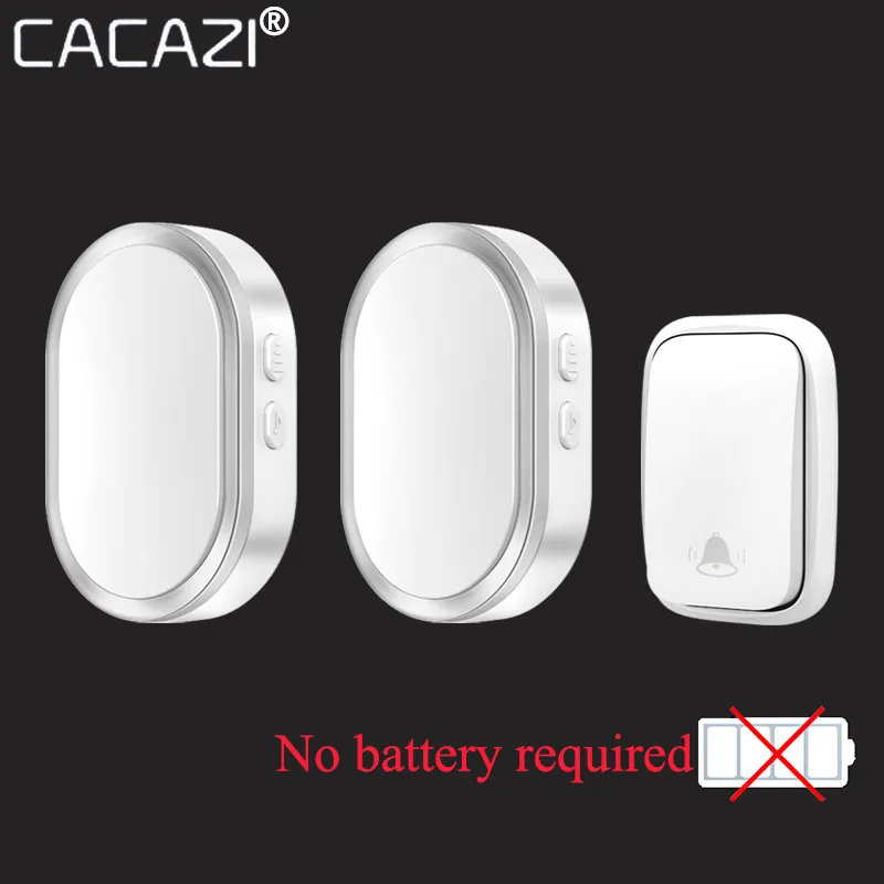 

CACAZI Smart Self-powered Wireless Doorbell No Battery Waterproof 110db 36 Chimes 4 Level Volume 150M Range Door Bell US EU UK