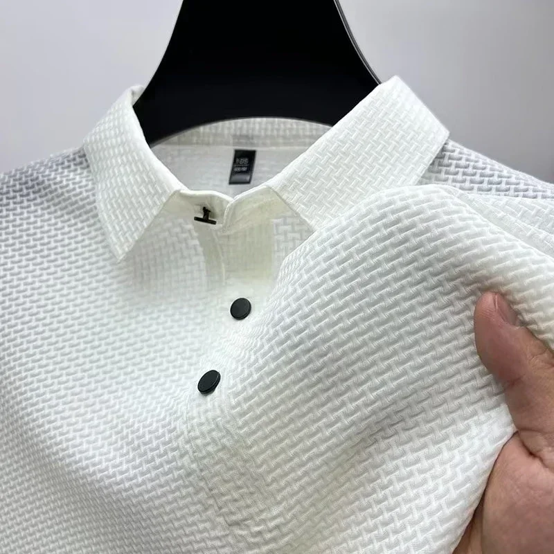 Upto 5XL Summer New Men's Lop-up Hollow Short-sleeved Polo Shirt Ice Silk Breathable Business Fashion T-Shirt Male Brand Clothes
Upto 5XL Summer New Men's Lop-up Hollow Short-sleeved Polo Shirt Ice Silk Breathable Business Fashion T-Shirt Male Brand Clothes