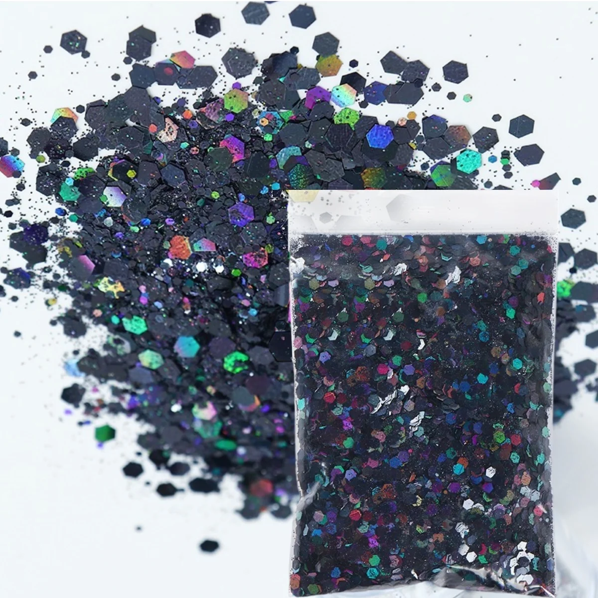 

50G Sequins Holographic Black Shiny Ultrathin Nail Glitter Mix Hexagon Bulk DIY Decoration for Gel Nail Supplies Pretty Designs