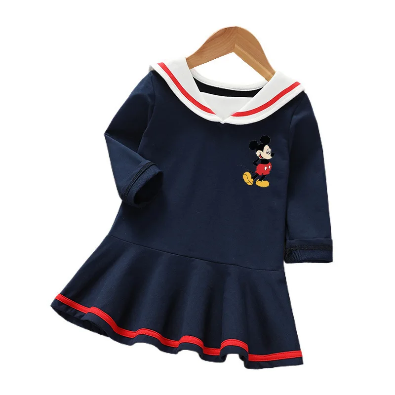 

MINISO Disney Микки Маус и Дональд Дак 2023 новая детская одежда платье с длинными рукавами юбка в западном стиле для маленькой девочки