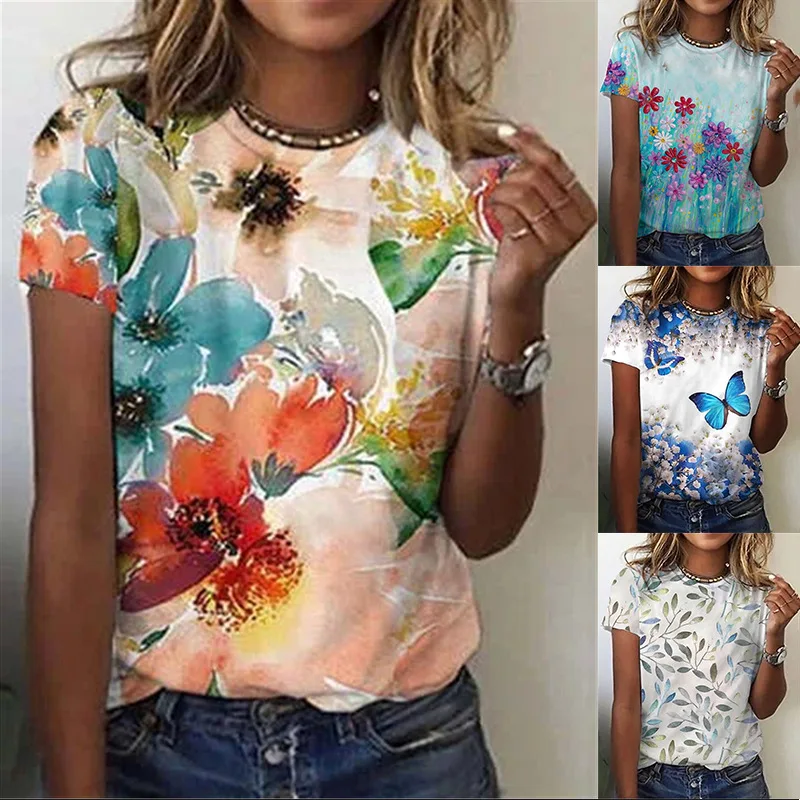 2023 Summer Women's Huamang Print Short Sleeve Crew Neck T-shirt Female & Lady Fashion Casual Versatile Tops
2023 Summer Women's Huamang Print Short Sleeve Crew Neck T-shirt Female & Lady Fashion Casual Versatile Tops