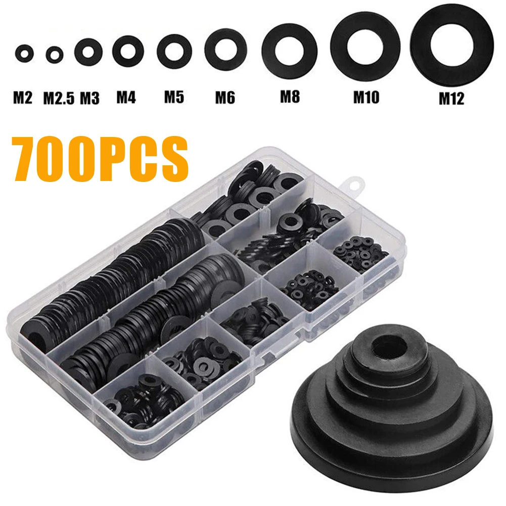 700pcs/box Nylon Rubber Flat Ring Washer Seal Hose Gaskets O-Ring Metric Bolt Srew Kit M2 M2.5 M3 M4 M5 M6 M8 M10 M12
700pcs/box Nylon Rubber Flat Ring Washer Seal Hose Gaskets O-Ring Metric Bolt Srew Kit M2 M2.5 M3 M4 M5 M6 M8 M10 M12