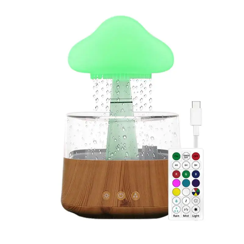 

Диффузор-увлажнитель воздуха Rain Cloud, диффузор-увлажнитель воды с дистанционным управлением и зарядным кабелем, яркий ночник в виде грибов
