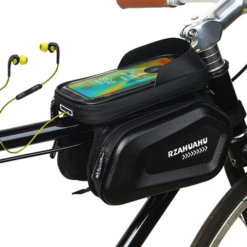 휴대폰 자전거 전면 프레임 가방, 터치 스크린 방수 하드 쉘 자전거 상단 튜브 보관 가방, 주최자 사이클링 액세서리, 7 인치
