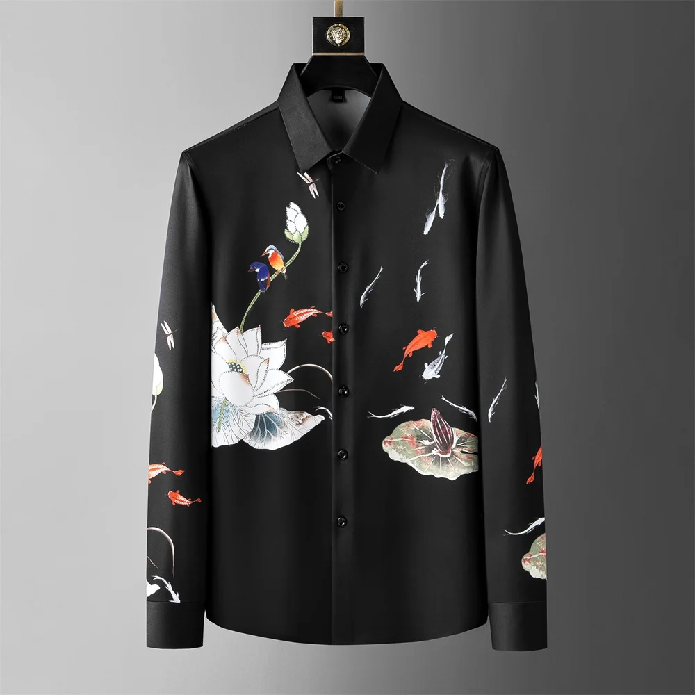 Brand clothes Chinese Style Printed Men's Shirt 2023 Autumn Long Sleeve Slim Casual Shirts Star Stage Social Party Tuxedo Blouse
Brand clothes Chinese Style Printed Men's Shirt 2023 Autumn Long Sleeve Slim Casual Shirts Star Stage Social Party Tuxedo Blouse