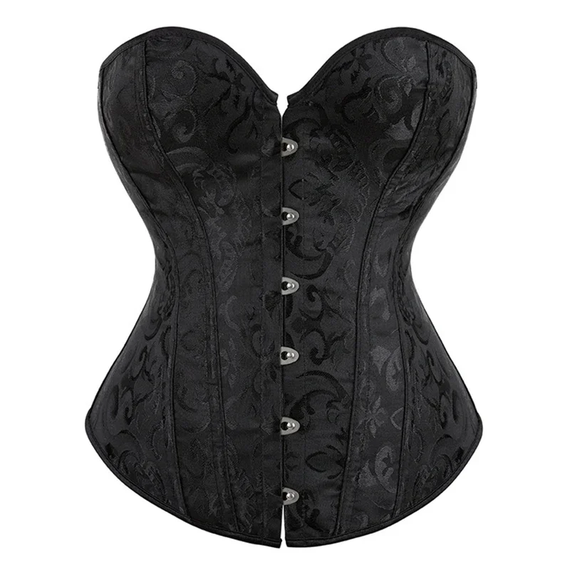 

Women Corset Black Corset Bustier Top Flower Print Bodyshaper Costumes Cincher Victorian Vintage Corselet Overbust Corsets