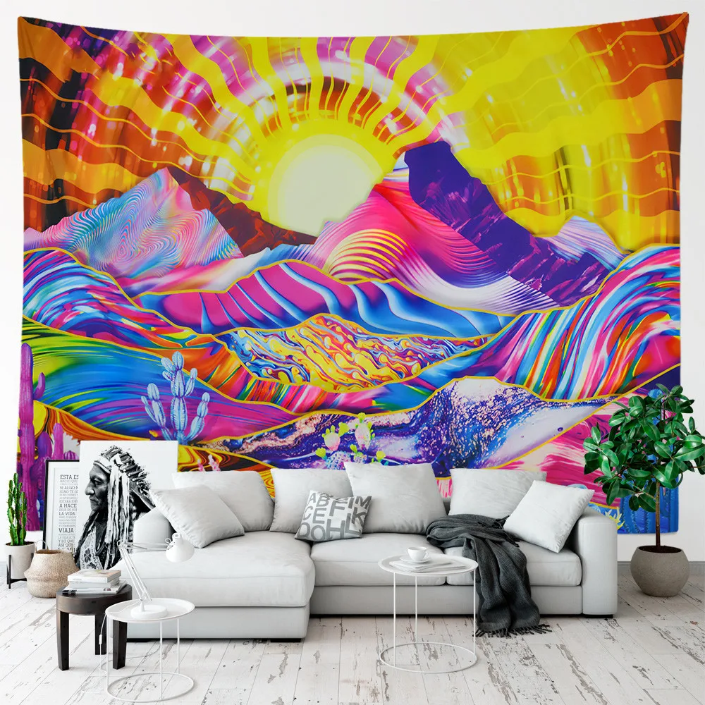 Psychedelic Art Sun Mountain Tapestry Originality Design Wall Hanging Aesthetic Room Hippie Witchcraft Supplies Tapestry Decor
Psychedelic Art Sun Mountain Tapestry Originality Design Wall Hanging Aesthetic Room Hippie Witchcraft Supplies Tapestry Decor