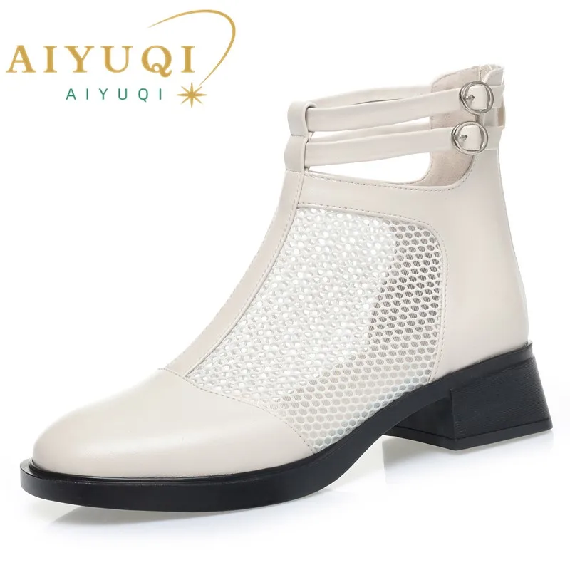 AIYUQI Mesh Sandals Women Summer 2024 New Mid-Heel Cutout Mesh Boots Women Genuine Leather Large Size Fashion Women's Boots
AIYUQI Mesh Sandals Women Summer 2024 New Mid-Heel Cutout Mesh Boots Women Genuine Leather Large Size Fashion Women's Boots