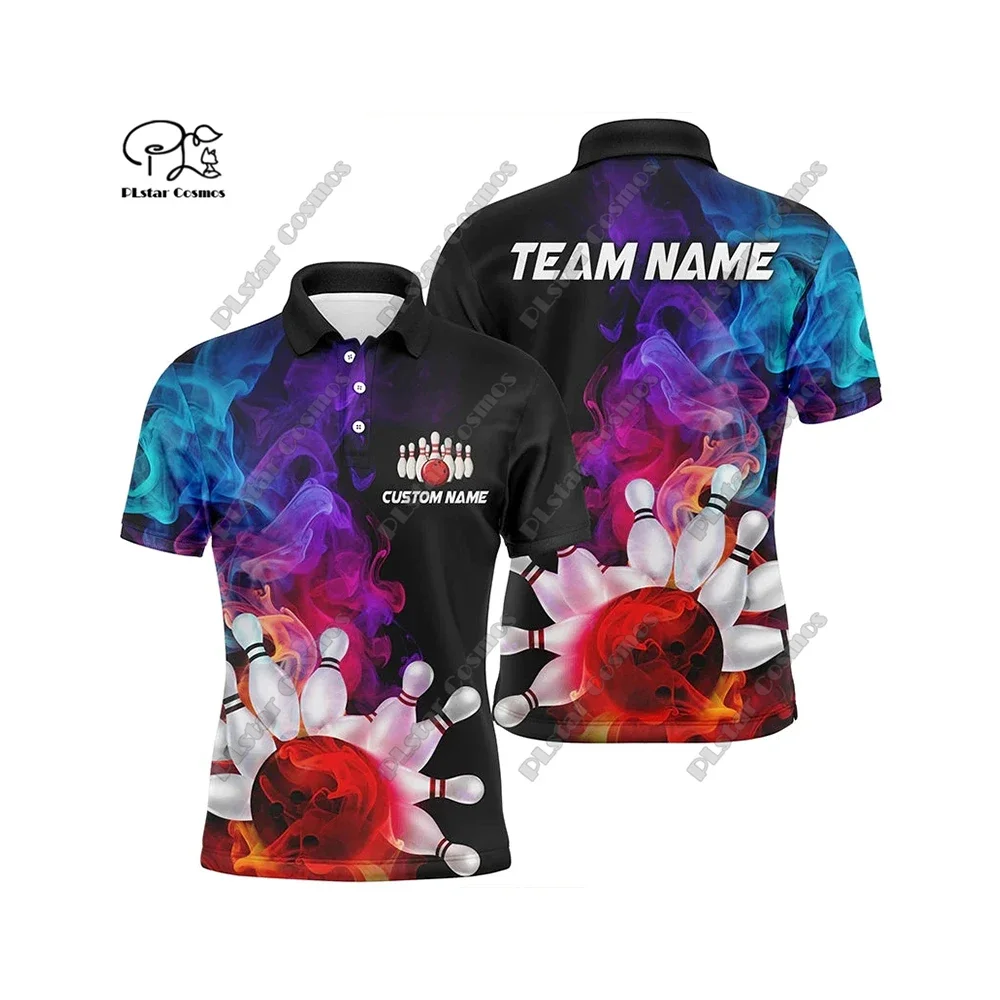 

Bowling Flame Smoke Custom Name 3D POLO Shirt Summer T-Shirt Unisex Gift Indoor Sports Collection 14