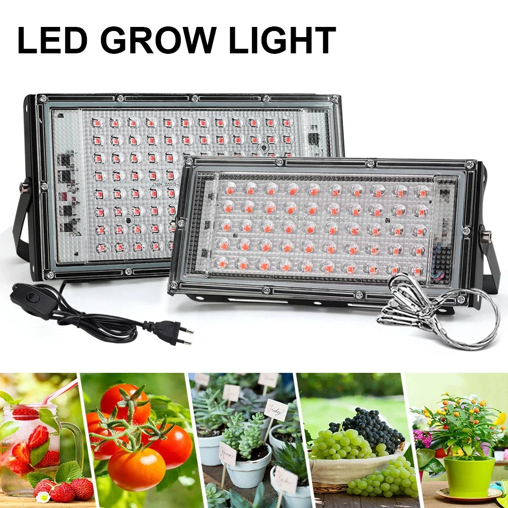 

Full Spectrum LED Grow Light Phyto Lamp AC 220V 50W 100W 200W 300W With EU Plug For Greenhouse Hydroponic Plant Growth Lighting