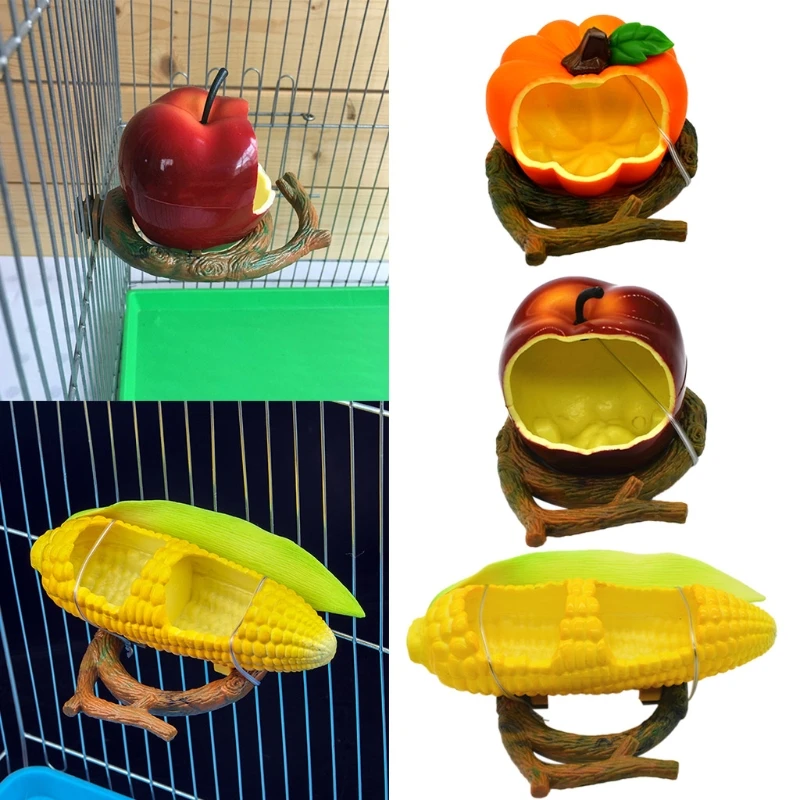 

Bird Feeder for Cage Hanging Parakeet Food Container No Spill Cockatiel Feeding Box with Perch Plastic for Creative Feed