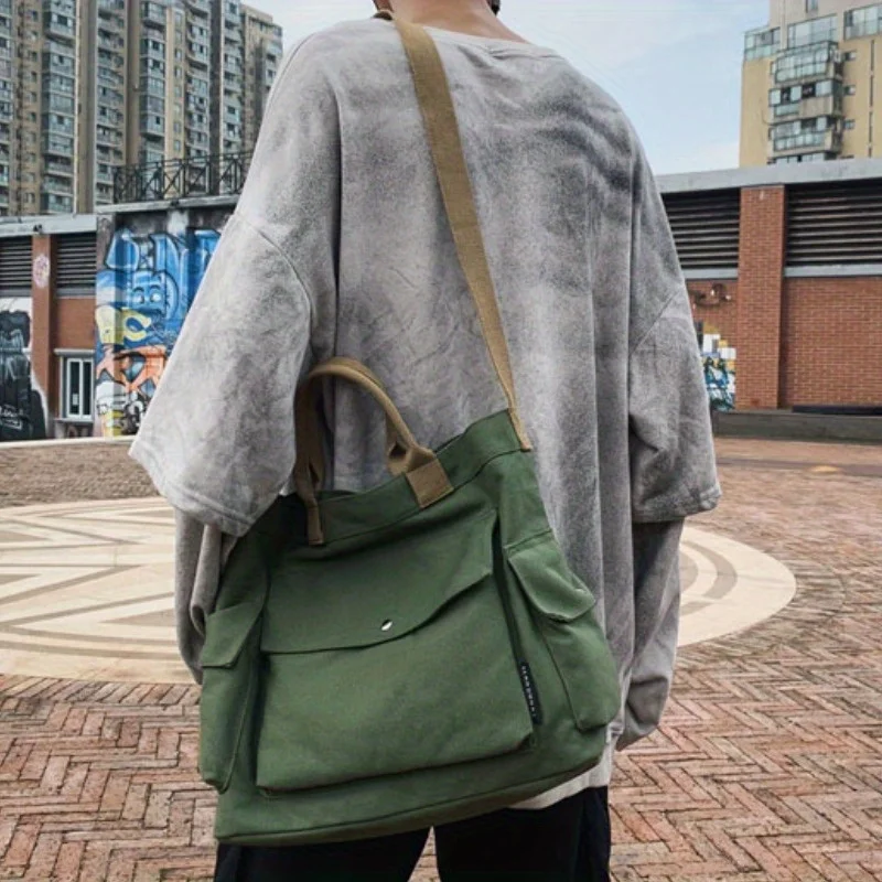 1pc Men's Canvas Shoulder Bag, Wear-resistant Waterproof Large Capacity Shoulder Bag
1pc Men's Canvas Shoulder Bag, Wear-resistant Waterproof Large Capacity Shoulder Bag