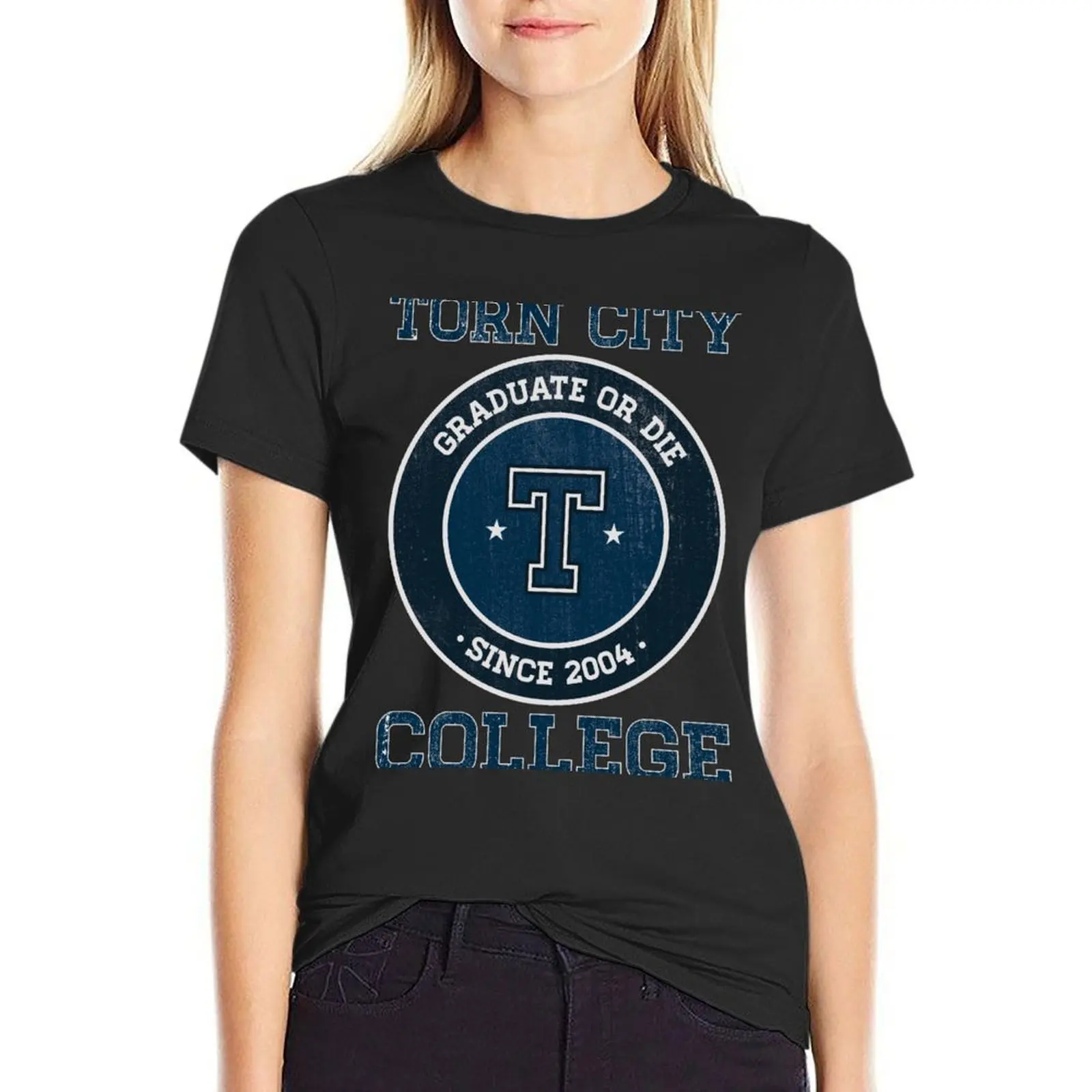 Torn College Logo T-Shirt animal print shirt for girls Female clothing summer clothes workout t shirts for Women
Torn College Logo T-Shirt animal print shirt for girls Female clothing summer clothes workout t shirts for Women