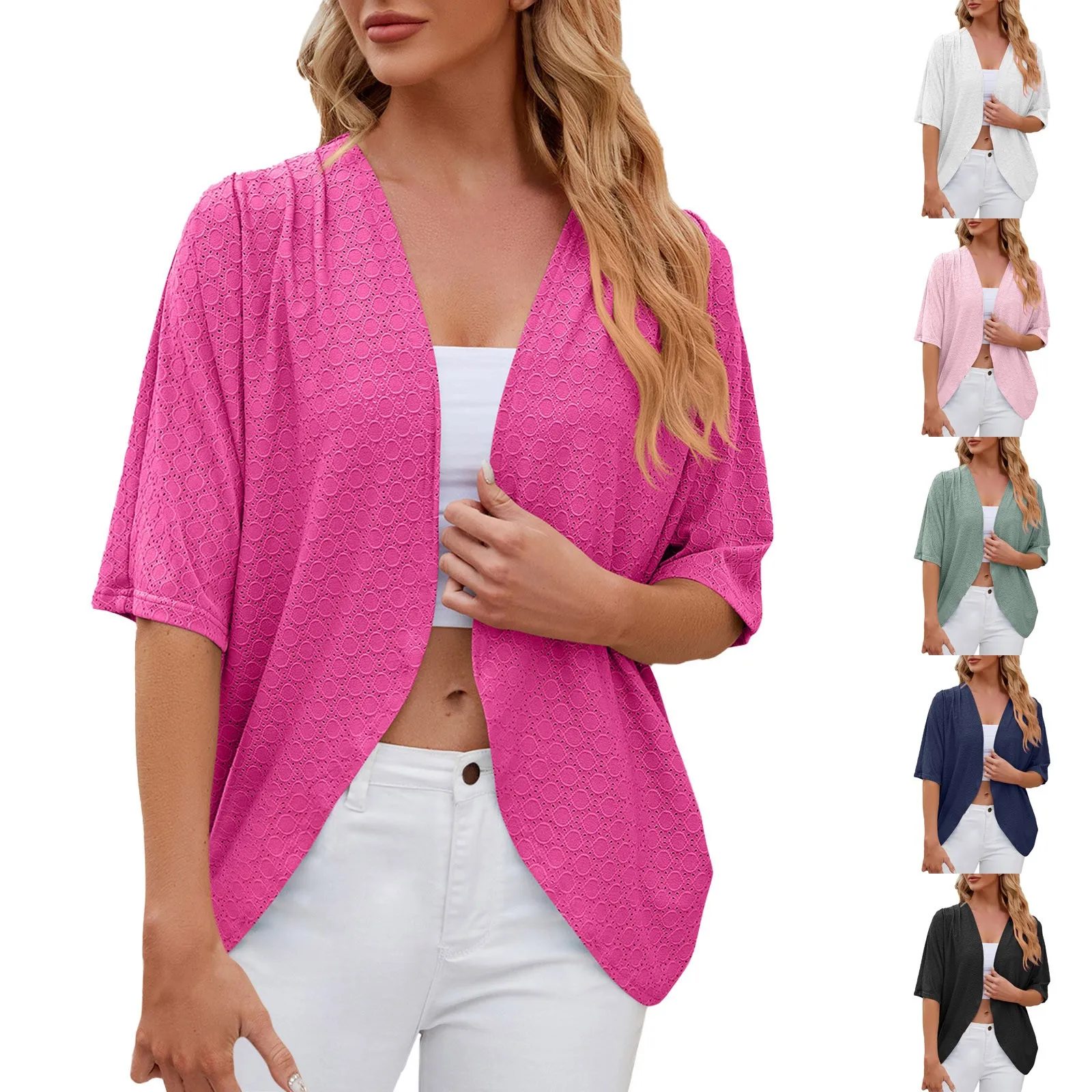 Women's 2024 Spring/Summer New Solid Color Mid Sleeved Cardigan Knitted Cardigan Coat Air Conditioned Cardigan
Women's 2024 Spring/Summer New Solid Color Mid Sleeved Cardigan Knitted Cardigan Coat Air Conditioned Cardigan