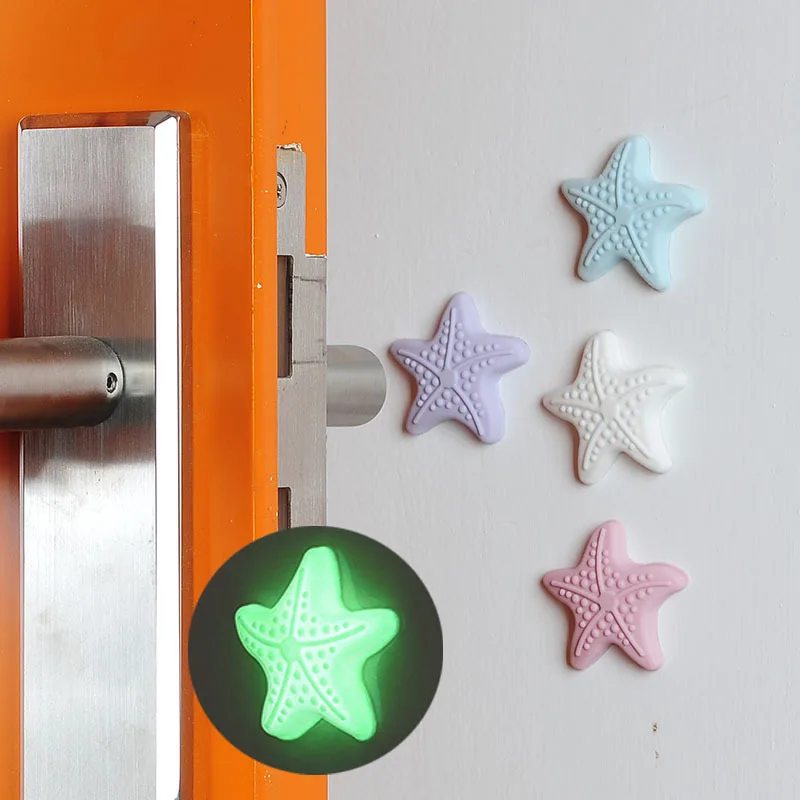 

Luminous Starfish Silicone Door Stopper Self Adhesive Mute Door Handle Bumper Guard Anti-Collision Wall Protectors Doorstop Pad