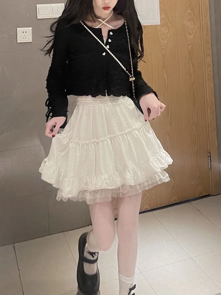 Cute Fashion White Mini Skirt Women Lace Ruffle Patchwork Japanese Kawaii A-Line Skirt High Waist Lolita Skirt Tutu Summer
Cute Fashion White Mini Skirt Women Lace Ruffle Patchwork Japanese Kawaii A-Line Skirt High Waist Lolita Skirt Tutu Summer
