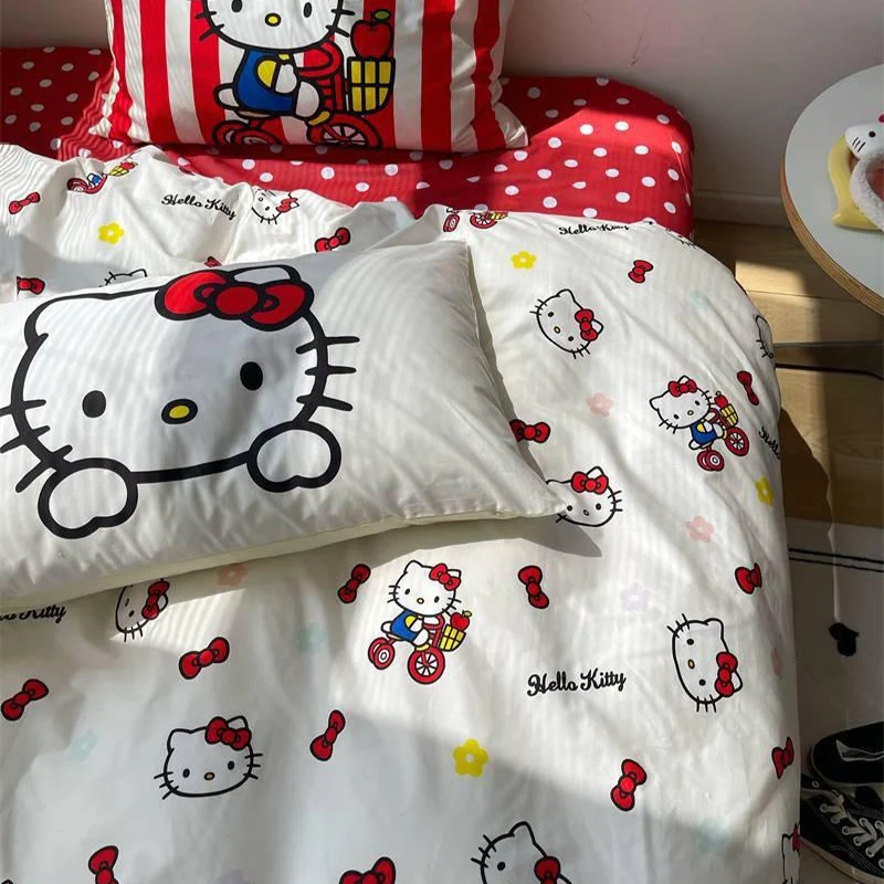 

New Sanrio Kawaii Anime Hellokitty Animation Peripheral Pure Cotton Comfortable Cute Cartoon Four-Piece Three-Piece Gift Toys