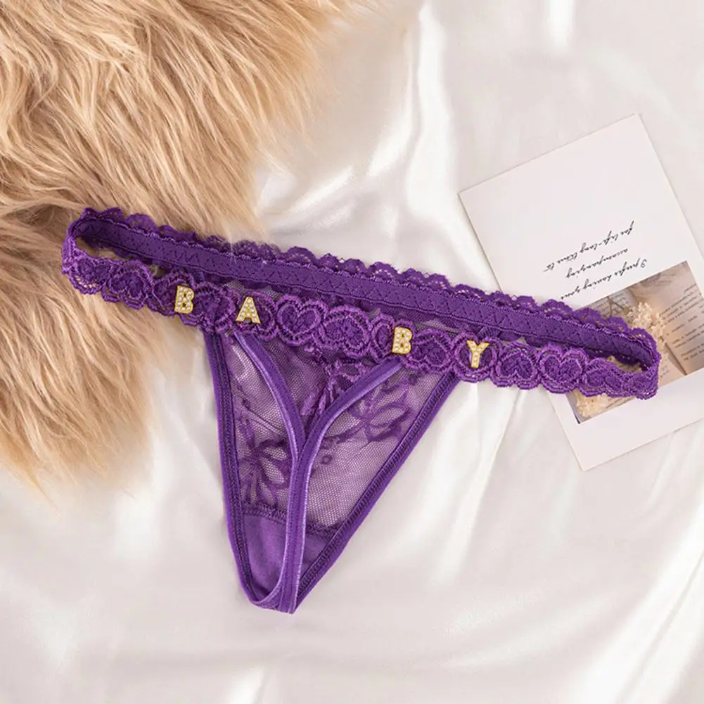 Breathable Panties Heart Lace See-through Women Panties Soft Thin Stylish G-string Thong with Rhinestone Letter Decor Low Waist
Breathable Panties Heart Lace See-through Women Panties Soft Thin Stylish G-string Thong with Rhinestone Letter Decor Low Waist