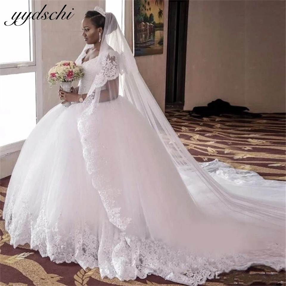 Elegant Appliques Lace Tulle Tank V-neck Ball Gown Wedding Dresses For Women 2024 Court Train Bride Gown vestidos de novia
Elegant Appliques Lace Tulle Tank V-neck Ball Gown Wedding Dresses For Women 2024 Court Train Bride Gown vestidos de novia