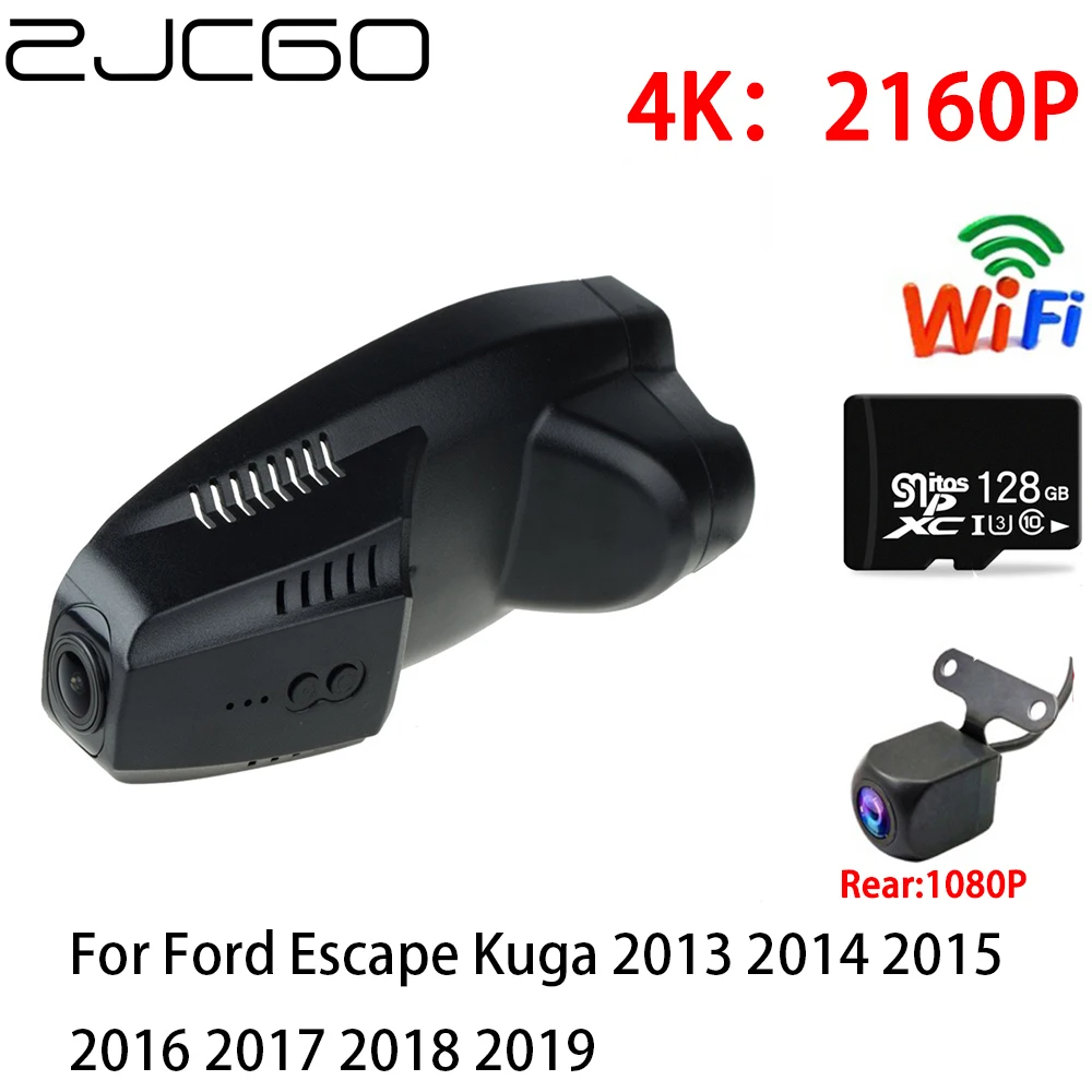 

ZJCGO 2K 4K Car DVR Dash Cam Wifi Front Rear Camera 2 Lens 24h for Ford Escape Kuga 2013 2014 2015 2016 2017 2018 2019