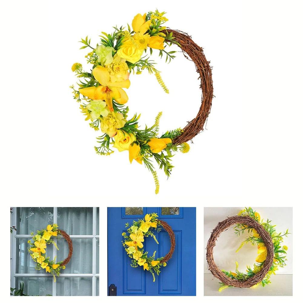 Wildflower Wreath Fake Spring Plastic Branch Wreath Simulate Wreath Artificial Yellow Rose Garland Door Hanging Wedding Decor
Wildflower Wreath Fake Spring Plastic Branch Wreath Simulate Wreath Artificial Yellow Rose Garland Door Hanging Wedding Decor