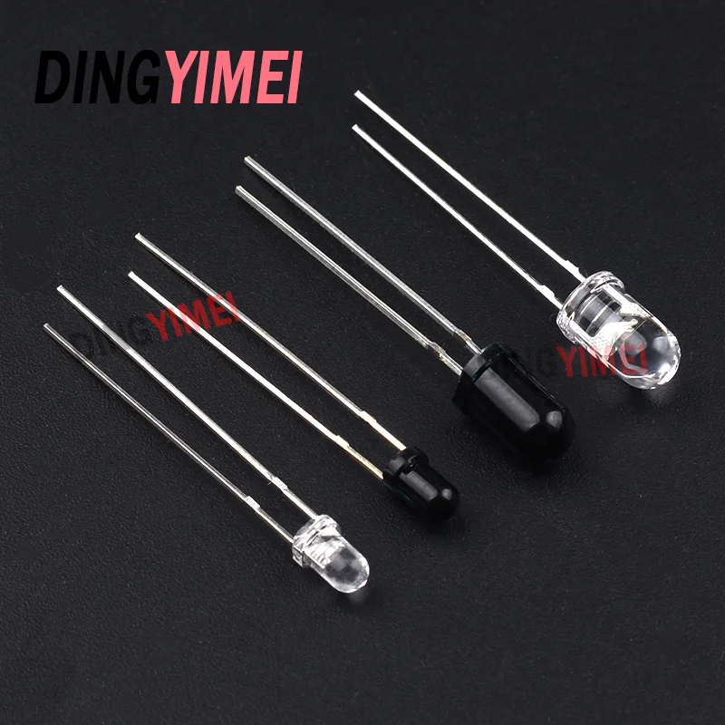 

100pcs 5mm IR LED Emitting Diode 850nm 940nm Emitter Receiver Infrared Transmitter Phototransistor Photodiode Invisible DIY PCB