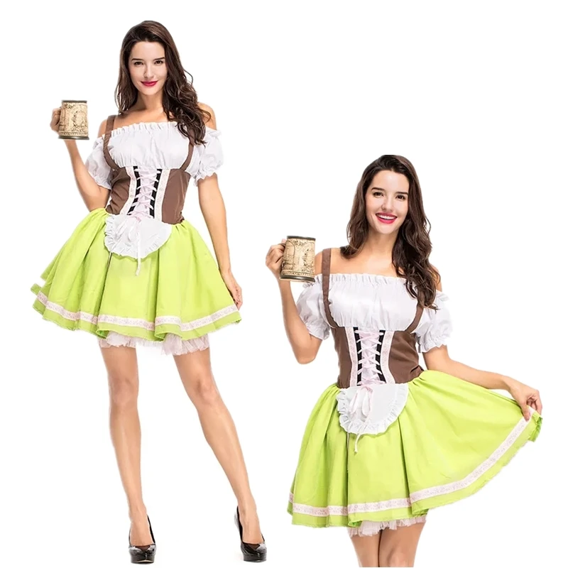 

Halloween Women Beer Wench Costume German Bavarian Beer Girl Costume Cosplay Oktoberfest Maid Dirndl Fancy Dress