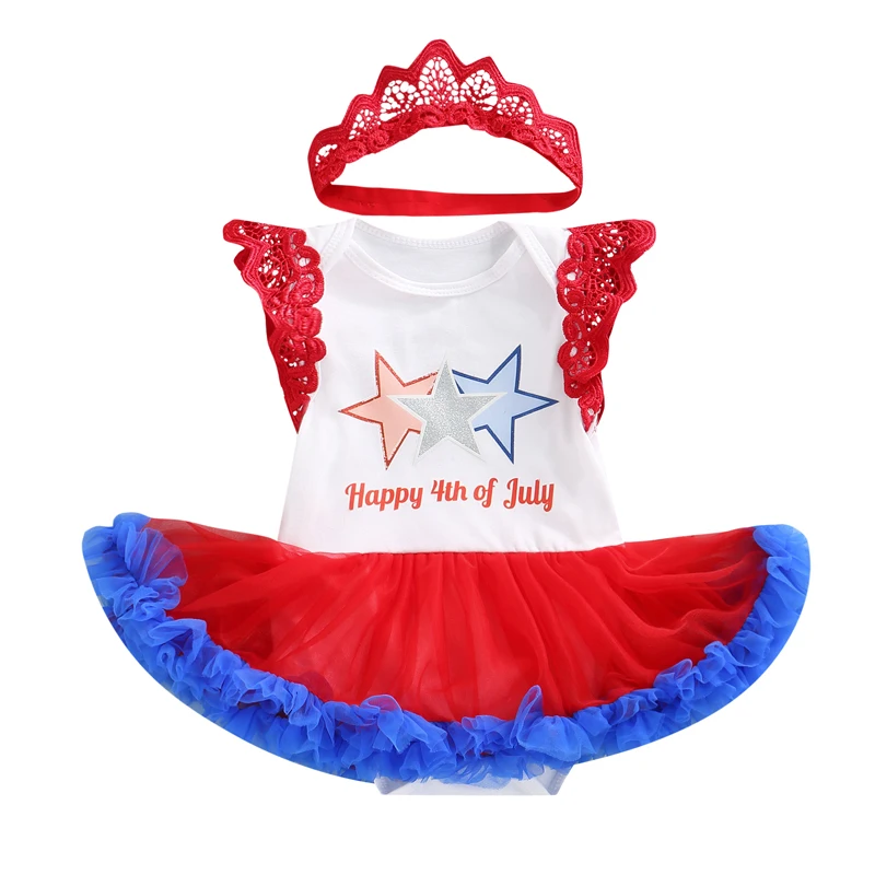 

0-24M Infant Baby Girls Romper with Headband Star/Bowknot Print Sleeveless Tulle Dress for Toddlers Bodysuit