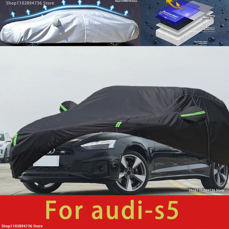 

For audi s5 fit Outdoor Protection Full Car Covers Snow Cover Sunshade Waterproof Dustproof Exterior black car cover