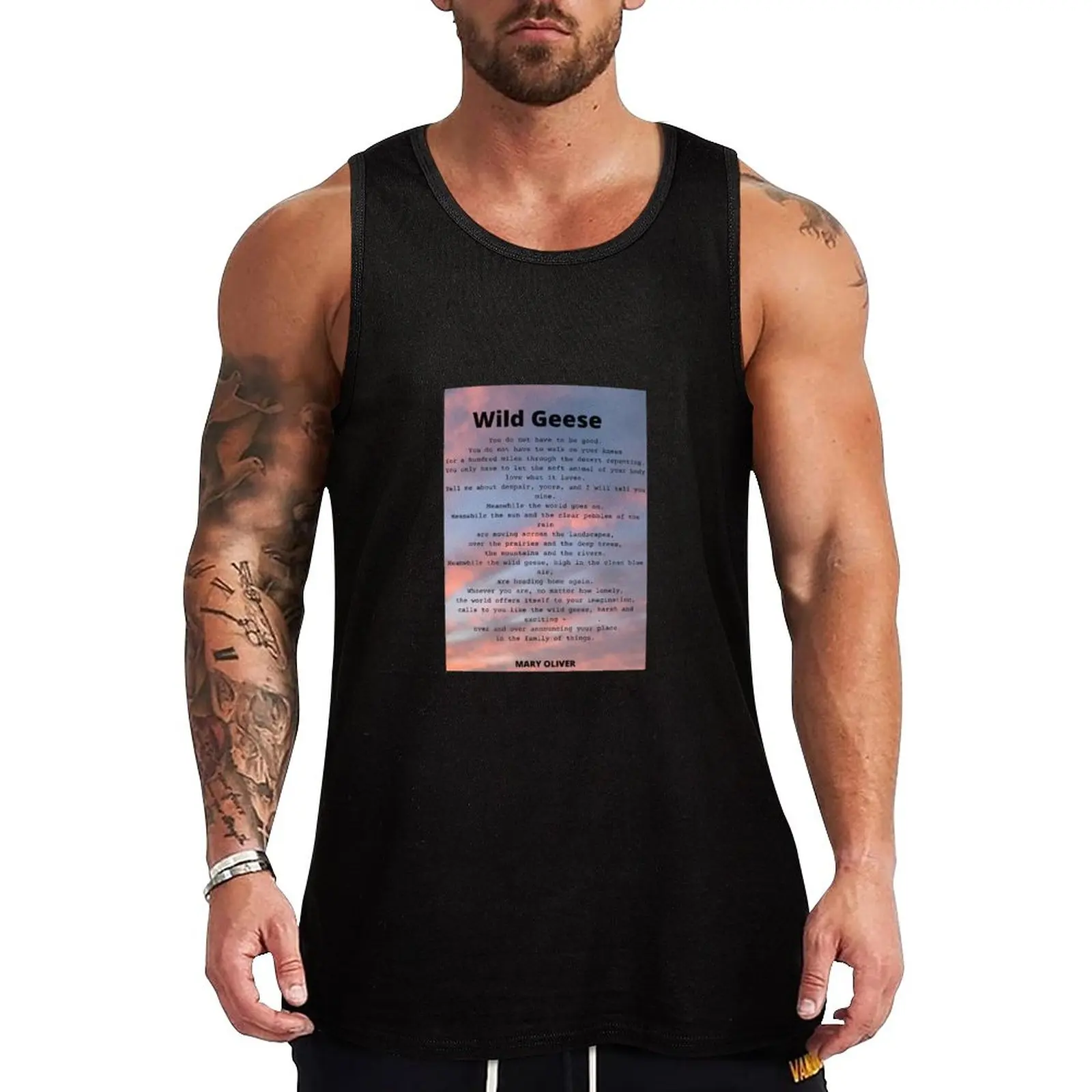 

New Wild Geese Poem by Mary Oliver Tank Top clothes for men Vest for boy mens clothing Men's tops