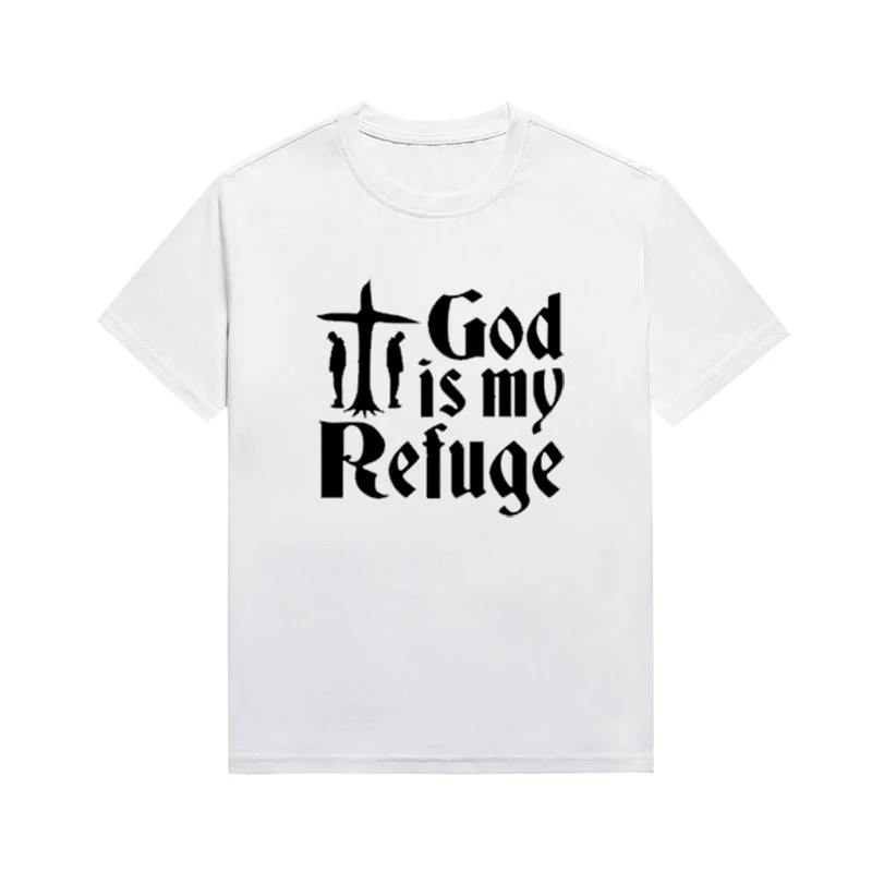 God Is My Refuge Slogan Tee Christian Womens Top Leisure Basic Style T-shirt Custom Tees
God Is My Refuge Slogan Tee Christian Womens Top Leisure Basic Style T-shirt Custom Tees